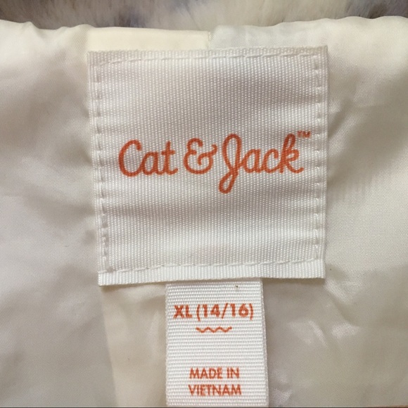 Cat & Jack White & Brown Leopard Coat XL 14/16 - Picture 7 of 9